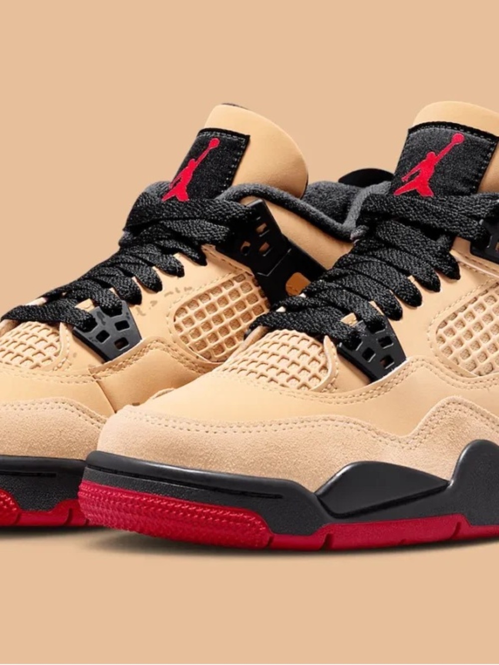 Jordan Kids Tan, Black & Red Retro Sneakers